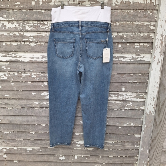 RIPE Hunter Over Bump Crop Maternity Jean Vintage Wash Size Large NWT - Picture 7 of 14